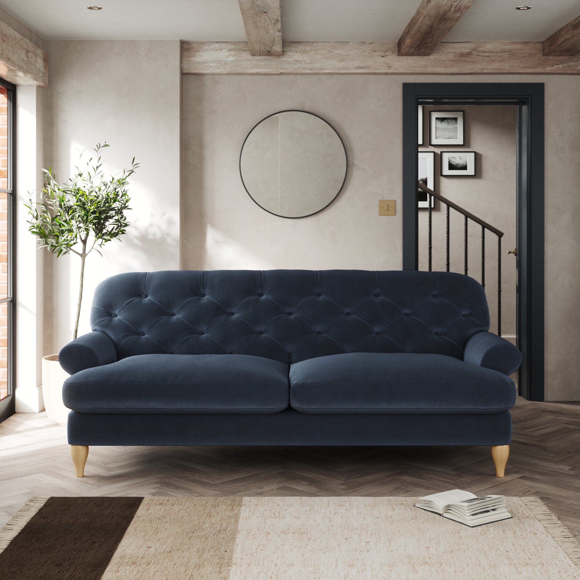 Canterbury 3 Seater Sofa Cosy Velvet Navy