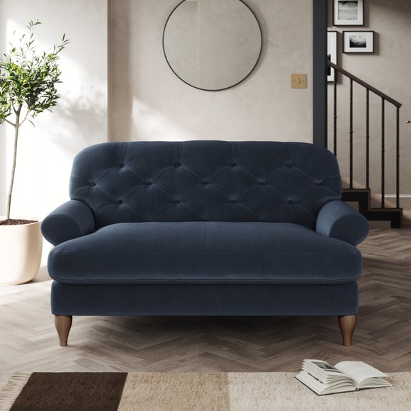 Canterbury Snuggle Chair Cosy Velvet Navy