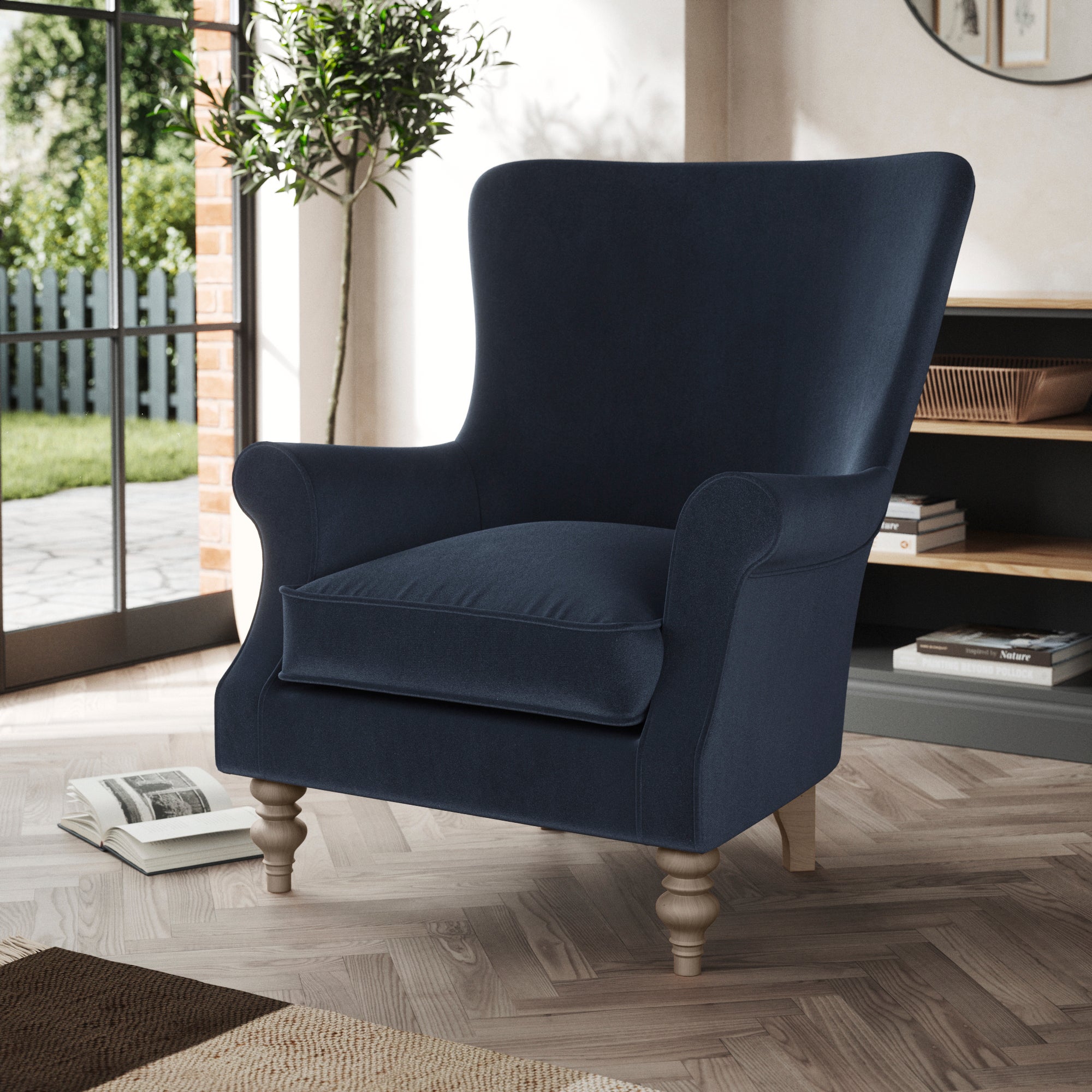 Charlbury Occasional Wing Chair Cosy Velvet Navy