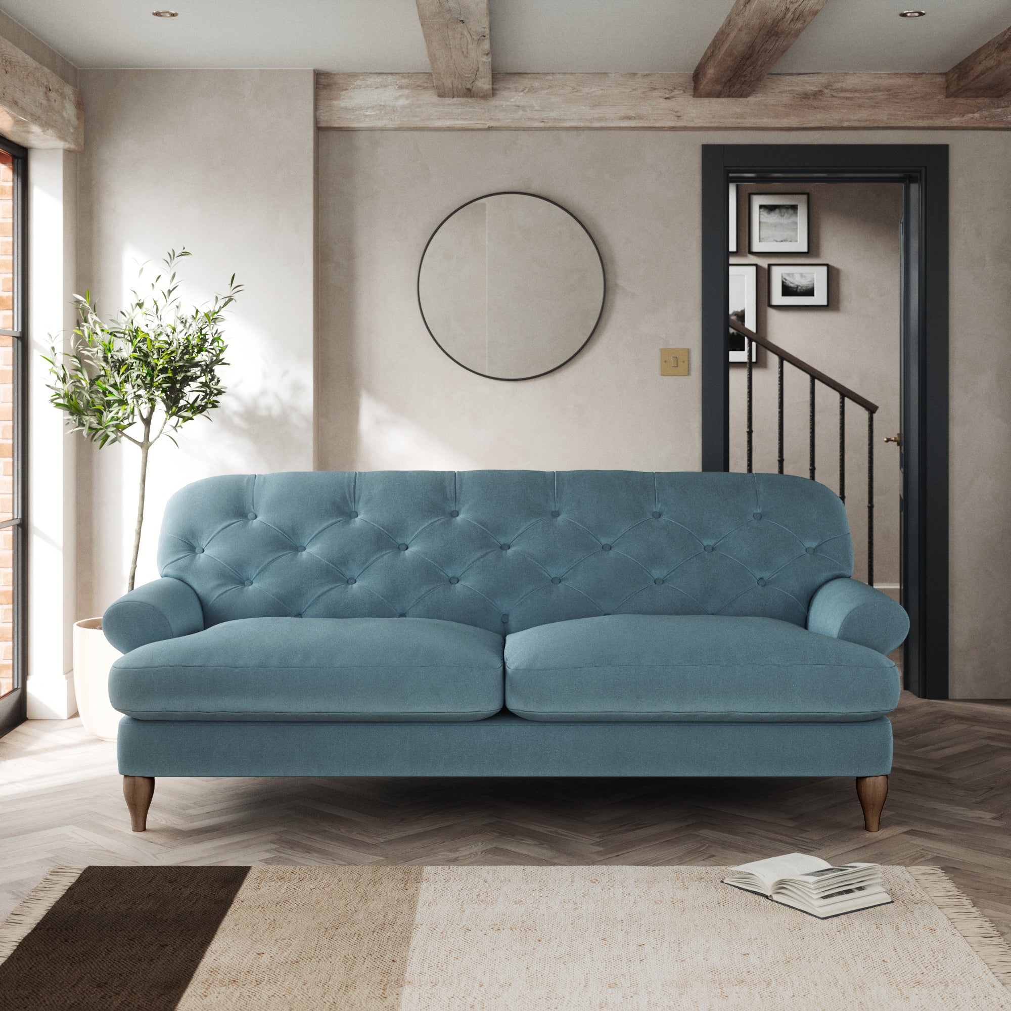 Canterbury 4 Seater Sofa Cosy Velvet Pacific