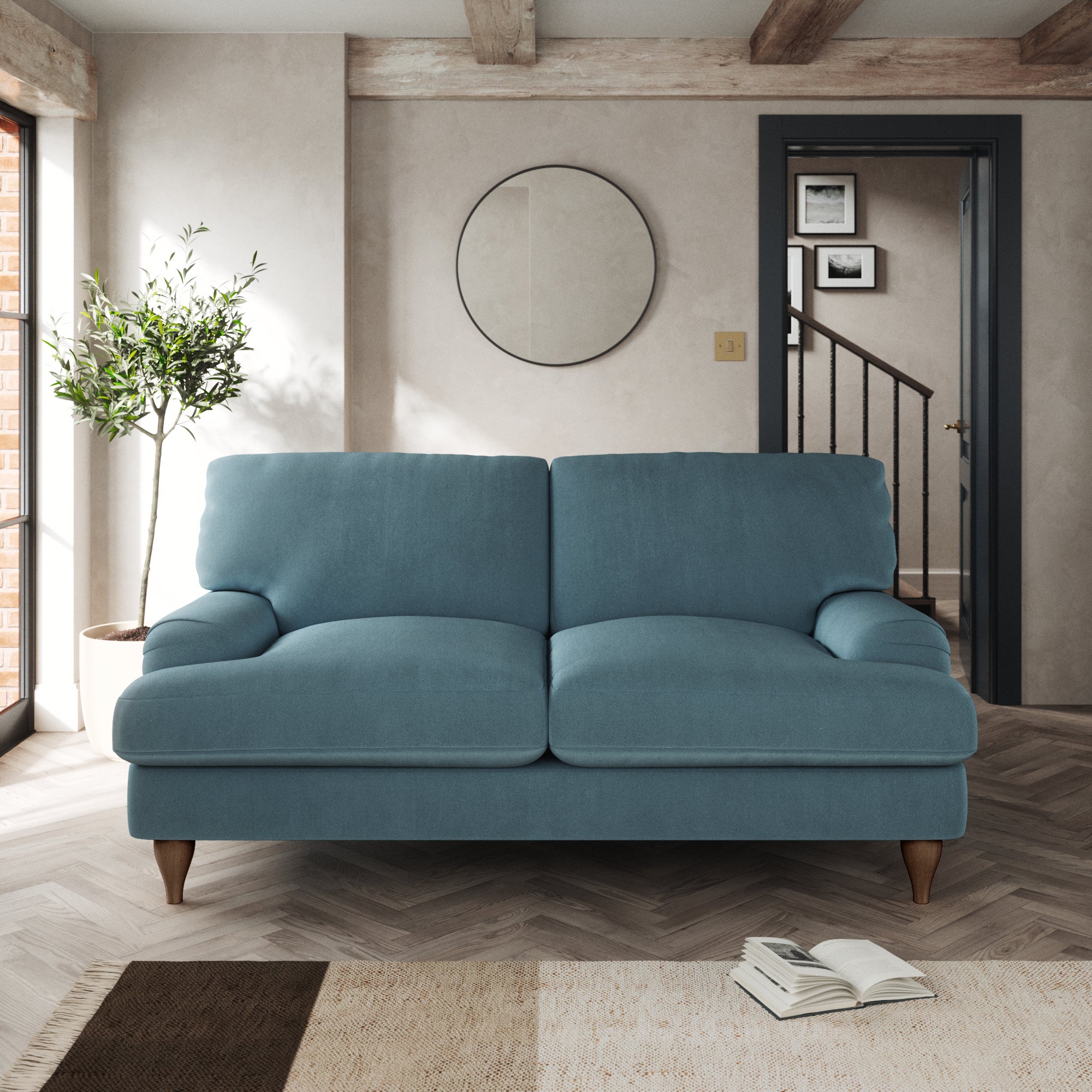 Darwin Large 2 Seater Sofa Cosy Velvet Pacific