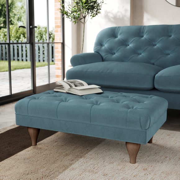 Warwick Footstool Cosy Velvet Pacific
