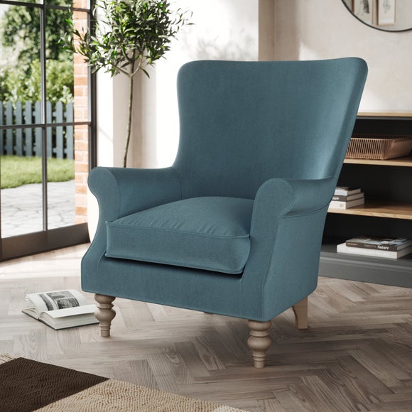 Charlbury Occasional Wing Chair Cosy Velvet Pacific