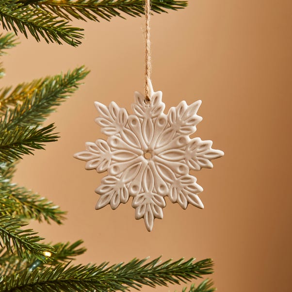 Porcelain Flat Snowflake Hanging Ornament image 1 of 3