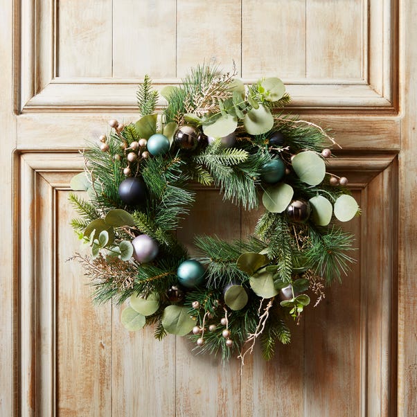 Pine Eucalyptus Wreath with Baubles image 1 of 4