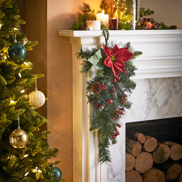 Click to view product details and reviews for Traditional Berry Poinsettia Swag.