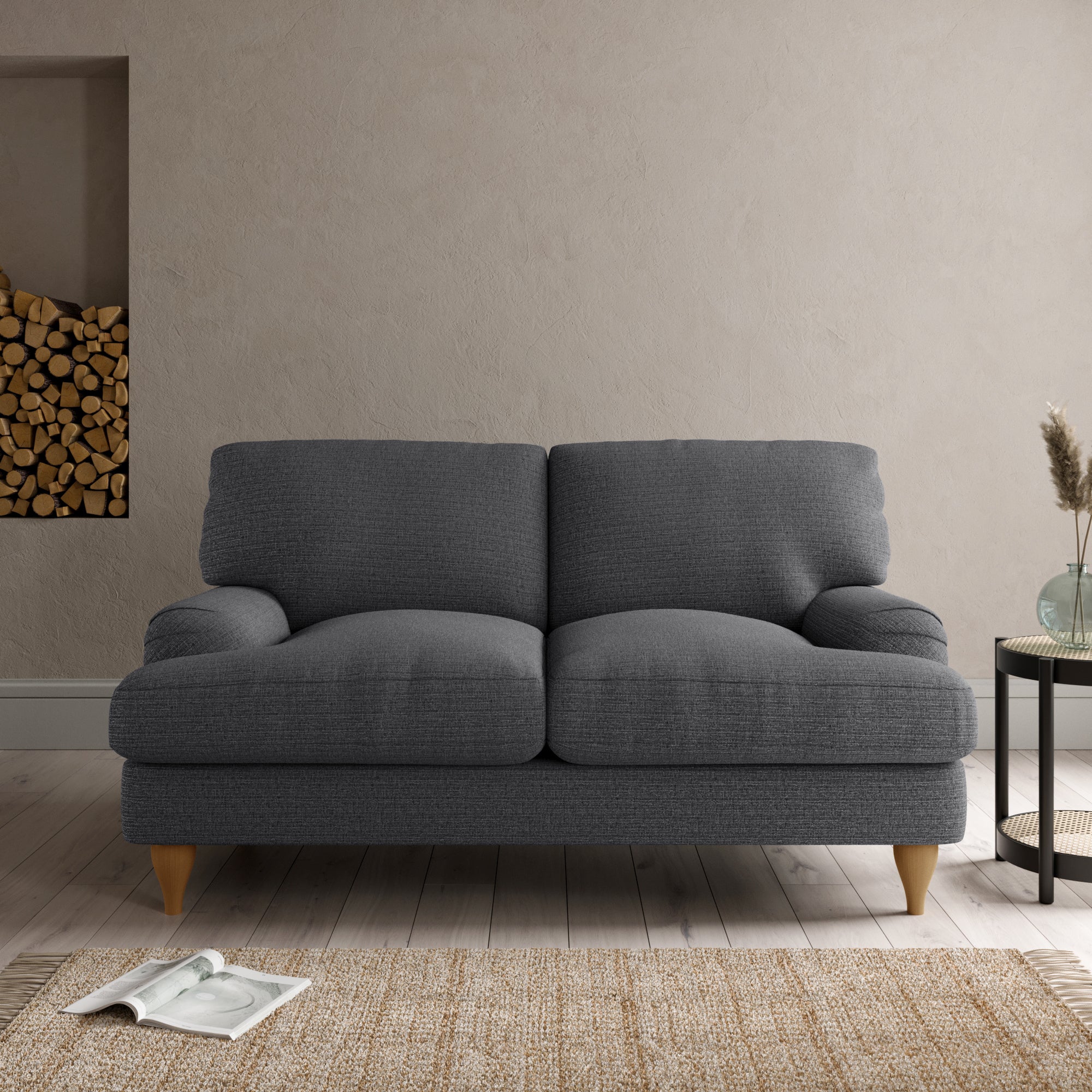 Darwin 2 Seater Sofa Textured Weave Graphite