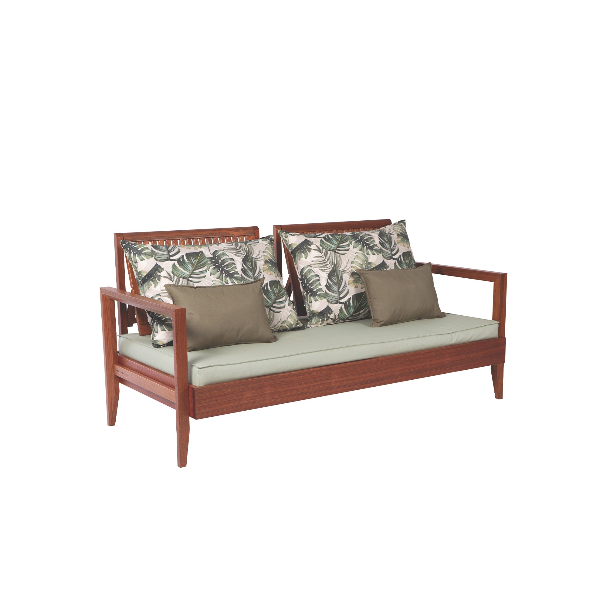 Tramontina Mood Wooden 2 Seater Lounge Sofa Cream Olive Green