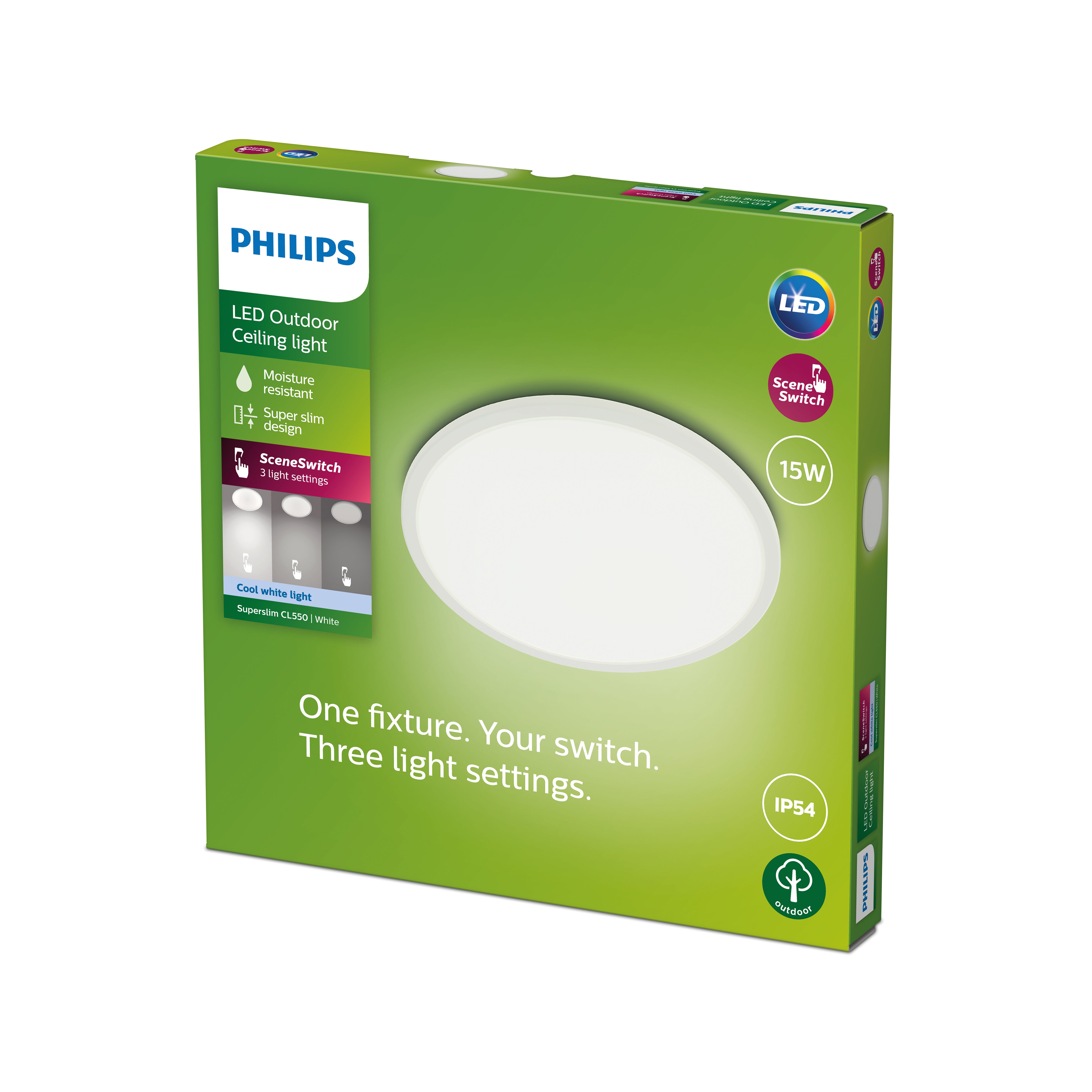 Philips Superslim Integrated Led Outdoor Ceiling Light Cool White White