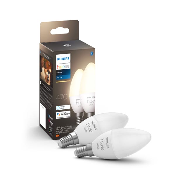 Set of 2 Philips HUE Smart 5.5W SES LED Dimmable Candle Bulbs image 1 of 6