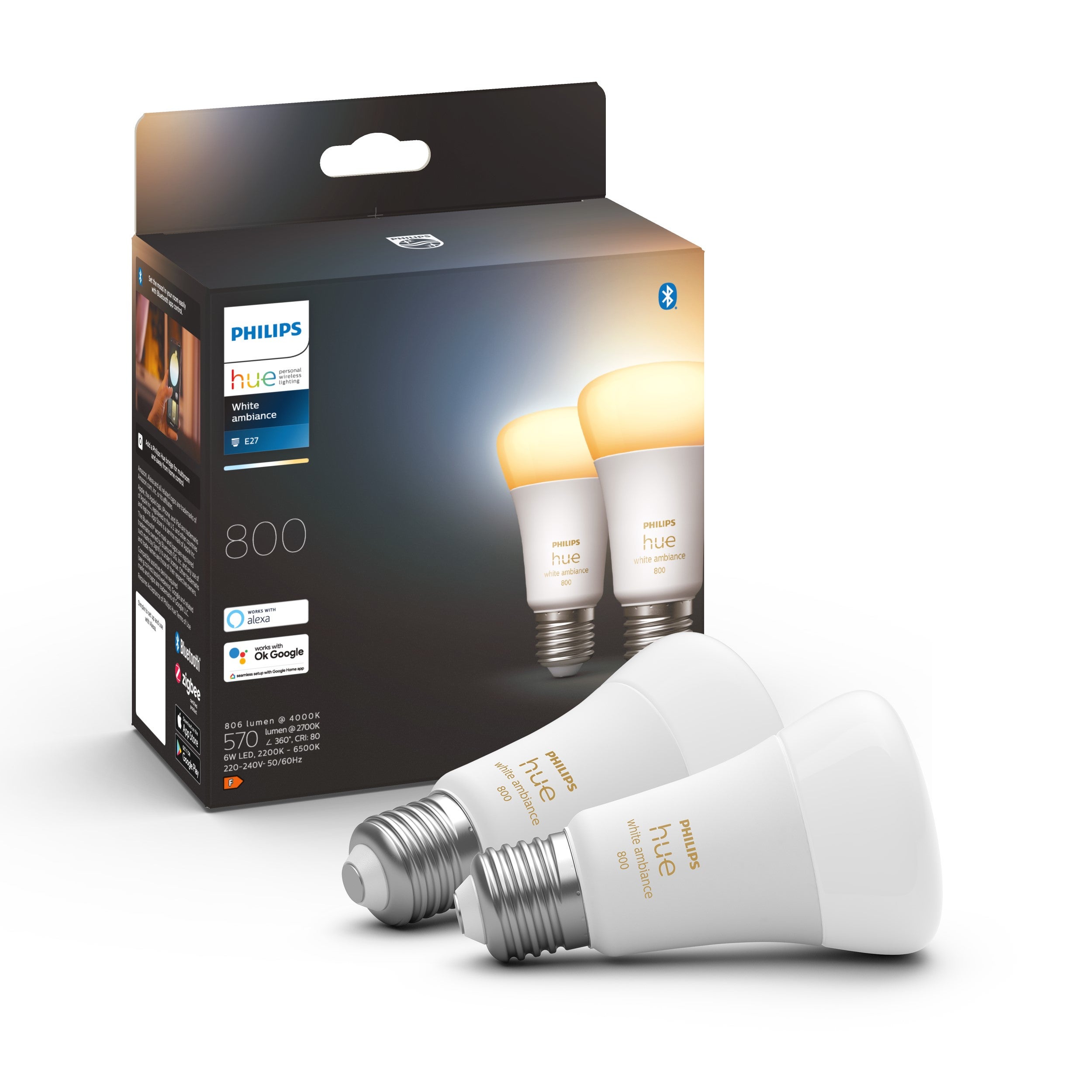 Photos - Light Bulb Philips HUE Smart 6 Watt ES LED Dimmable GLS Bulb 2 Pack White 