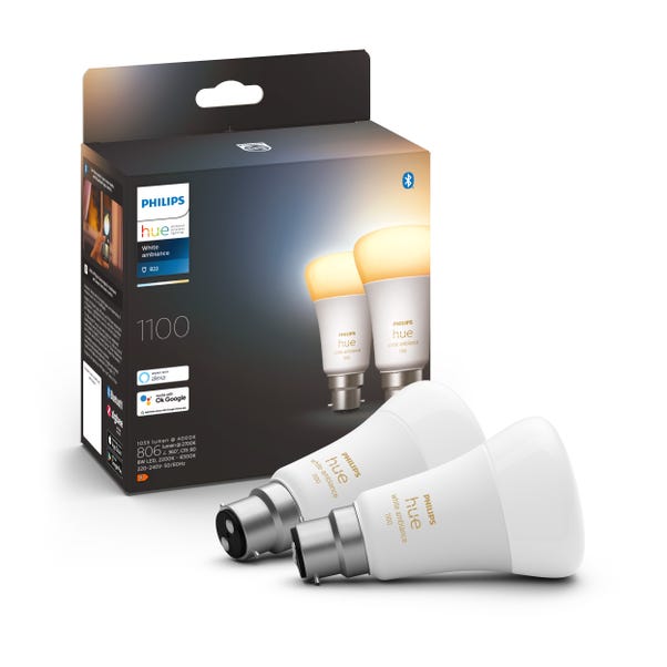 Set of 2 Philips HUE Smart 8W BC GLS LED Tunable Bulbs image 1 of 8