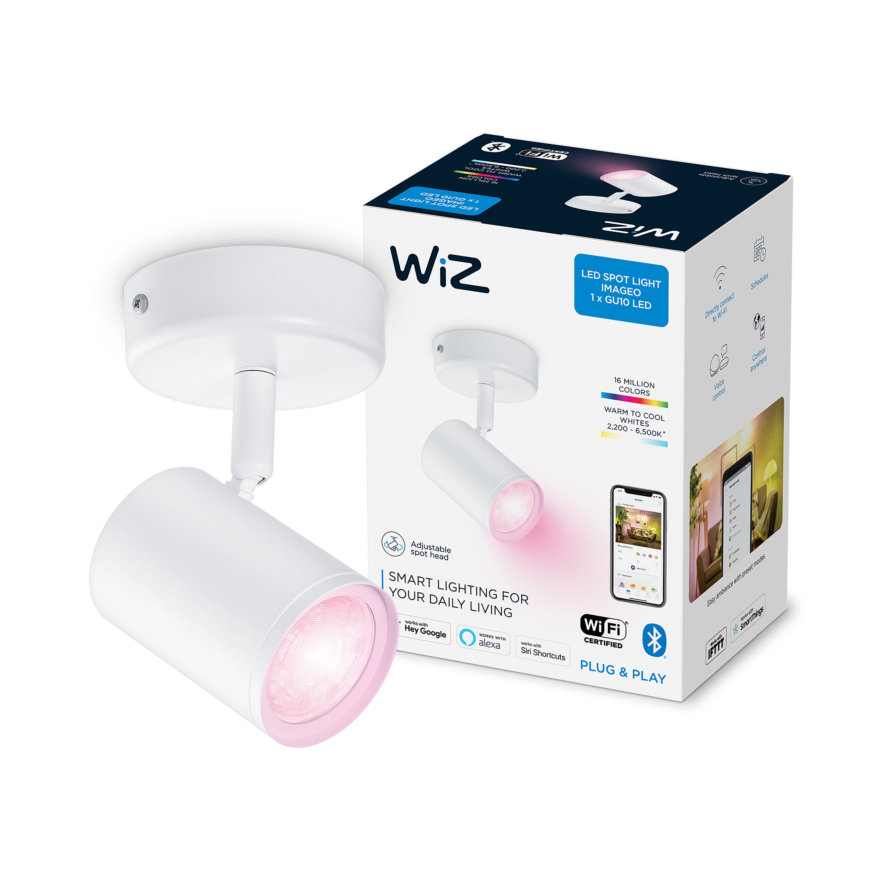 Wiz Imageo Smart 1 Light Led Adjustable Spotlight White