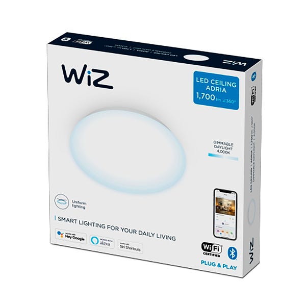 WiZ Adria Cool White Integrated LED Smart Flush Ceiling Light image 1 of 3