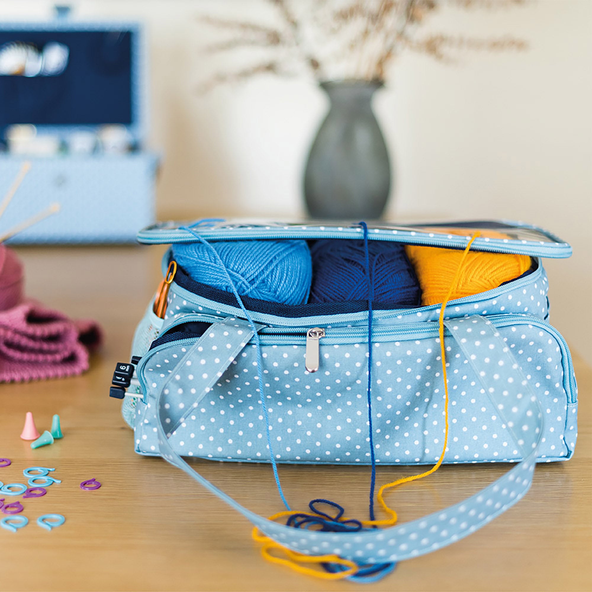 Blue Tiny Dots Knitting Bag