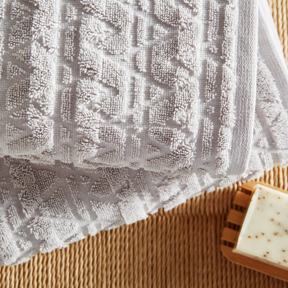 Turkish Soft Cotton Textured Towel Silver Dunelm