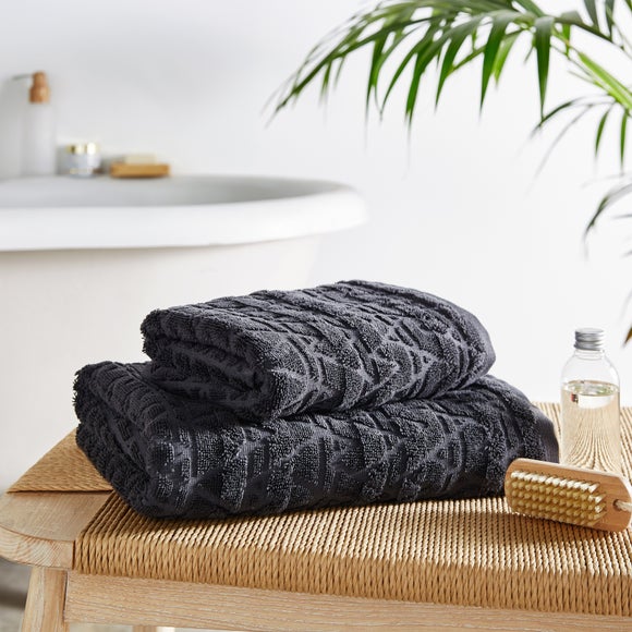 Turkish Soft Cotton Textured Towel Graphite Dunelm