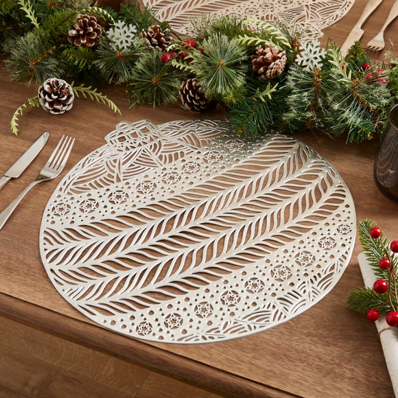 Set of 2 Silver Bauble Placemats Dunelm