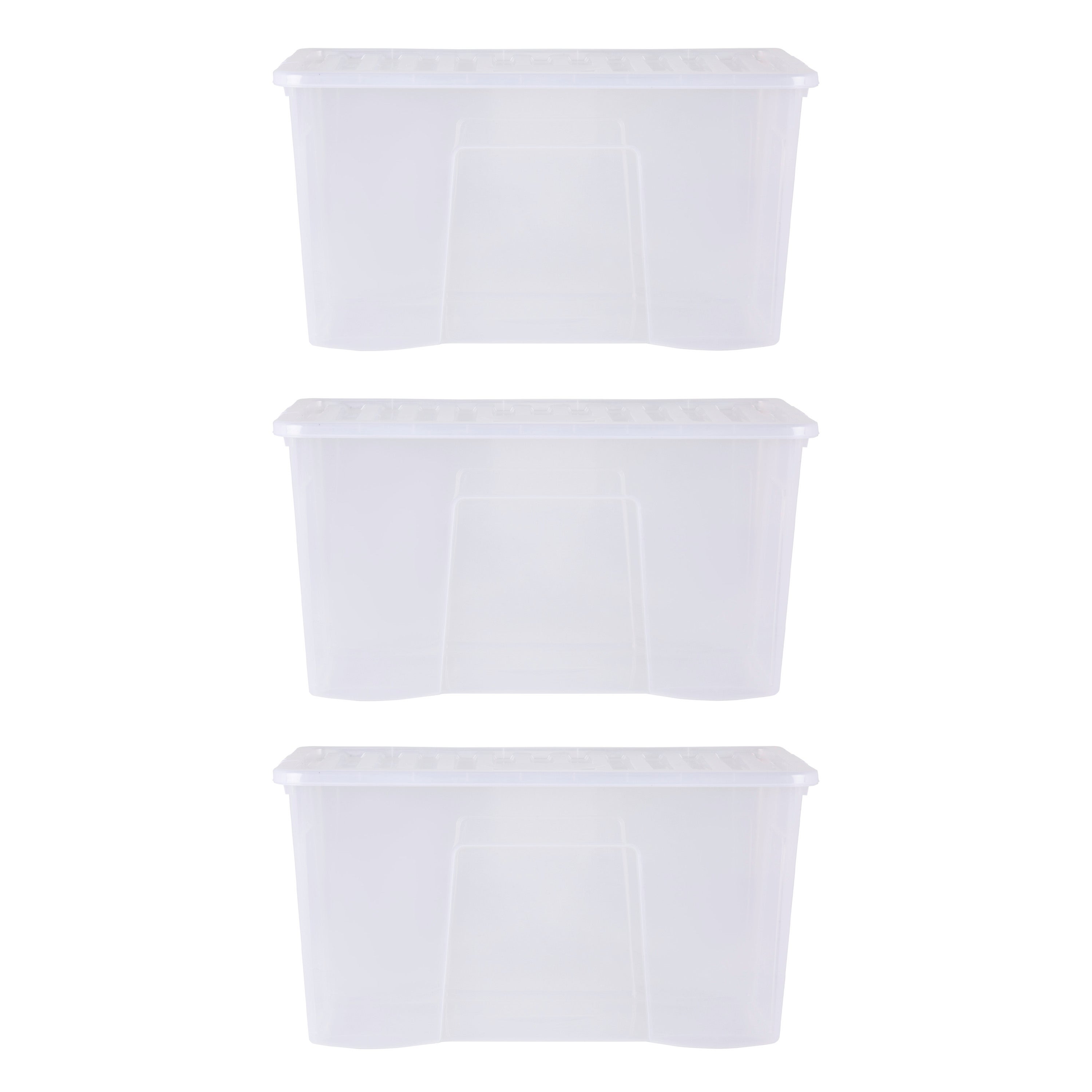 Wham Crystal Set of 3 Clear Boxes & Lids, 110L | Dunelm