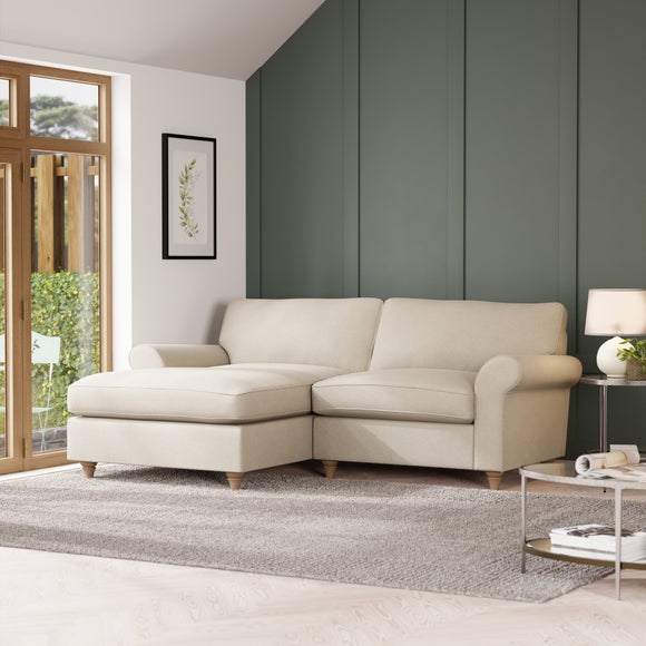 Rosa Soft Chenille Corner Chaise Sofa Sandstone