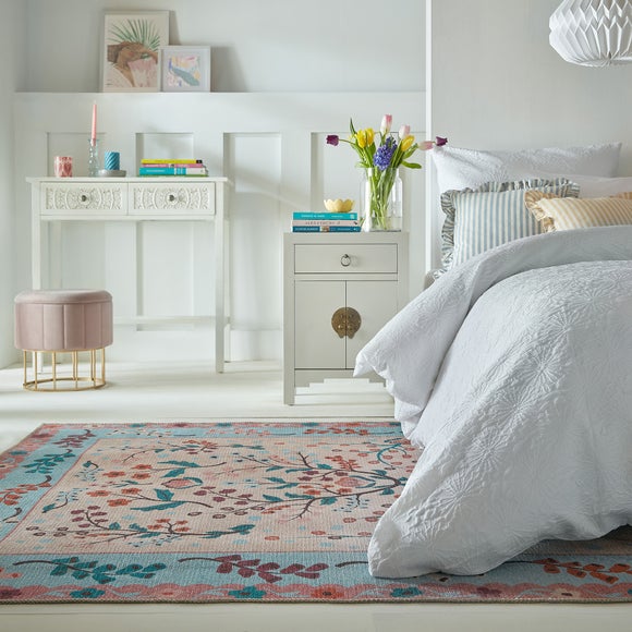 Practirug Sabrina Floral Washable Rug Sabrina Floral Pink