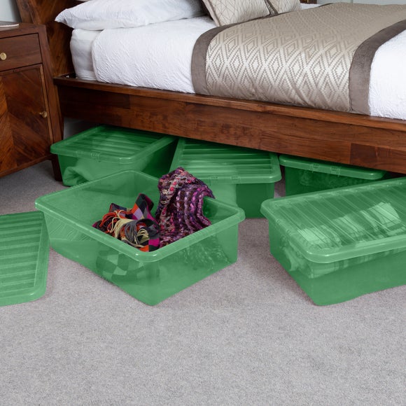 Wham Crystal Set Of 5 Underbed Boxes & Lids, 32L | Dunelm