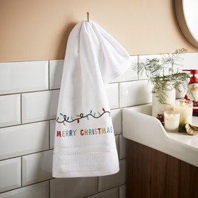 White Merry Christmas Hand Towel
