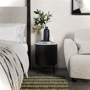 Kiera Bedside Table- Mango Wood & Real Marble