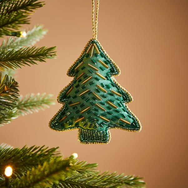 Beaded Green Tree Hanging Decoration image 1 of 3