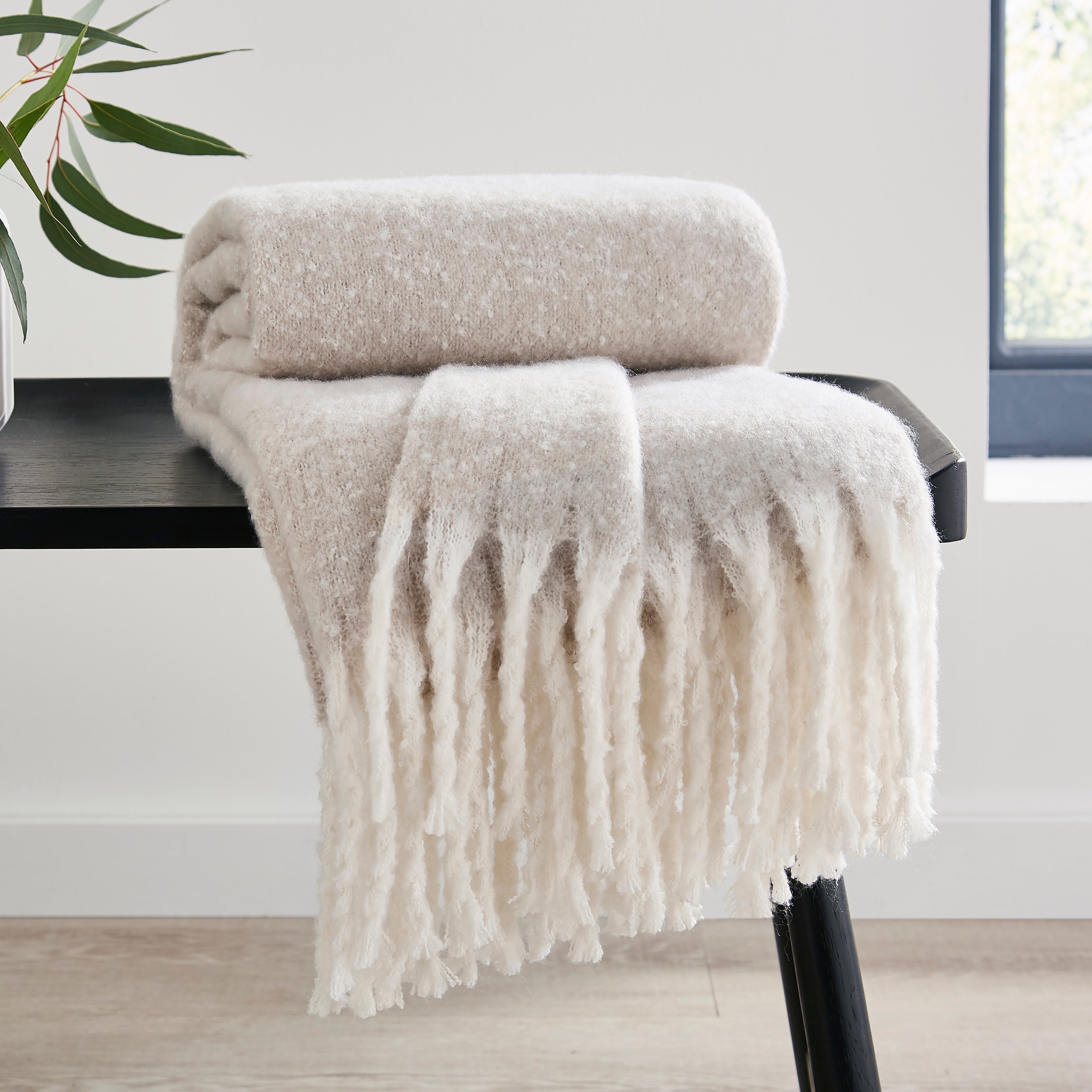 Faux Mohair Throw Beige