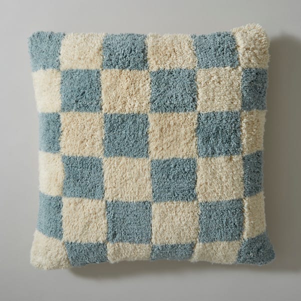 Tufted Checkerboard Cushion Powder Blue