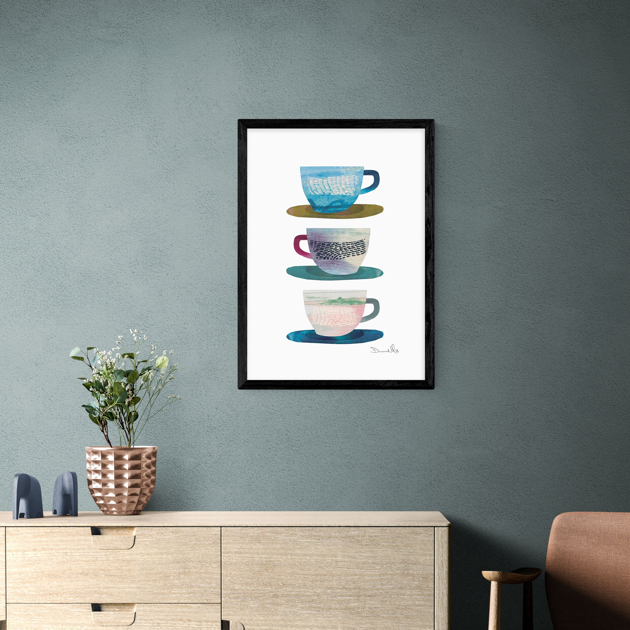 East End Prints Coffee Cups Print | Dunelm