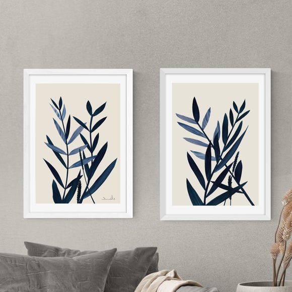 Photo of Set Of 2 East End Prints Blue Plant Prints