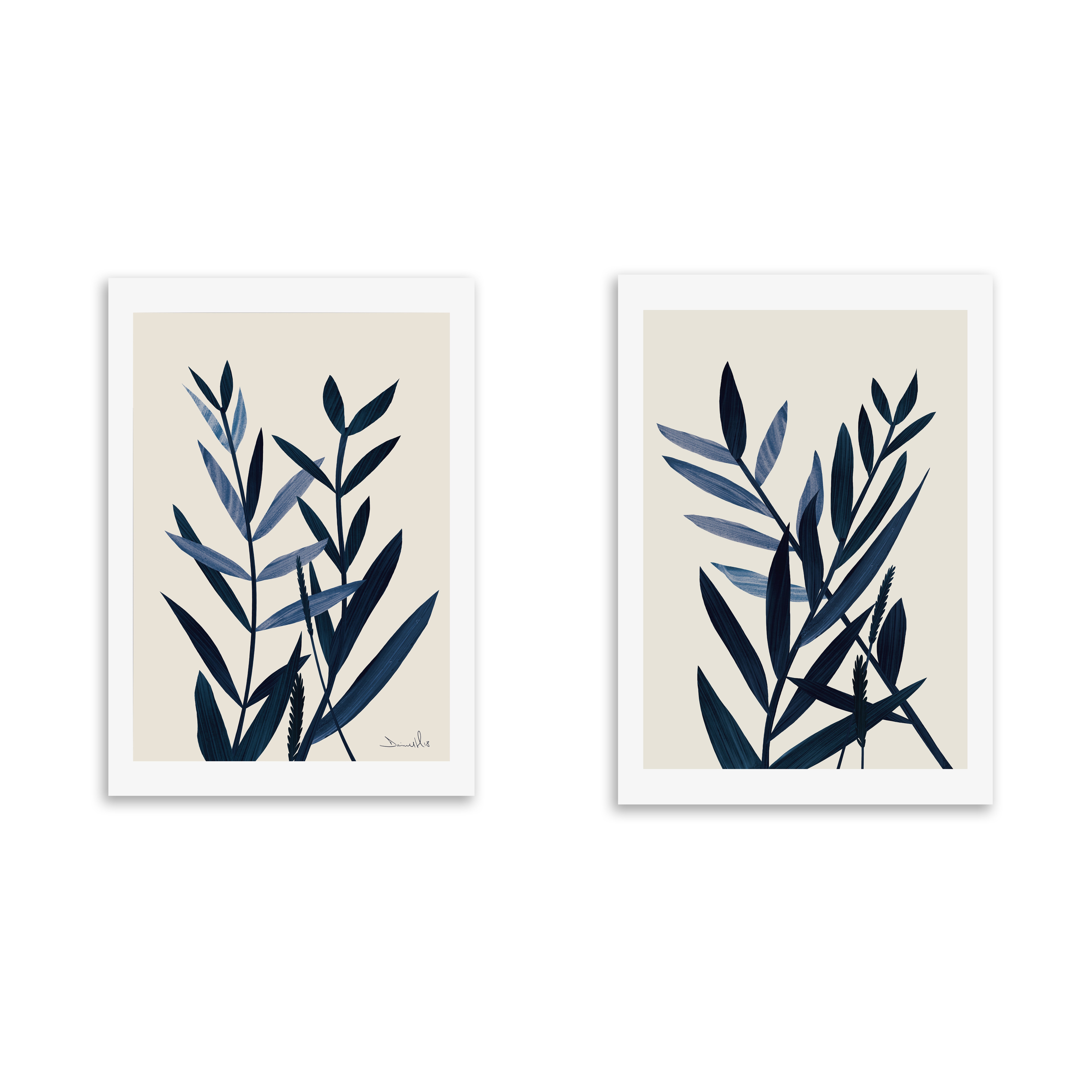 Set of 2 East End Prints Blue Plant Prints | Dunelm