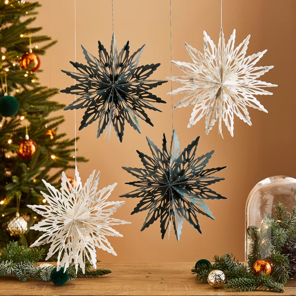 Pack of 4 Snowflake Hanging Decorations image 1 of 3