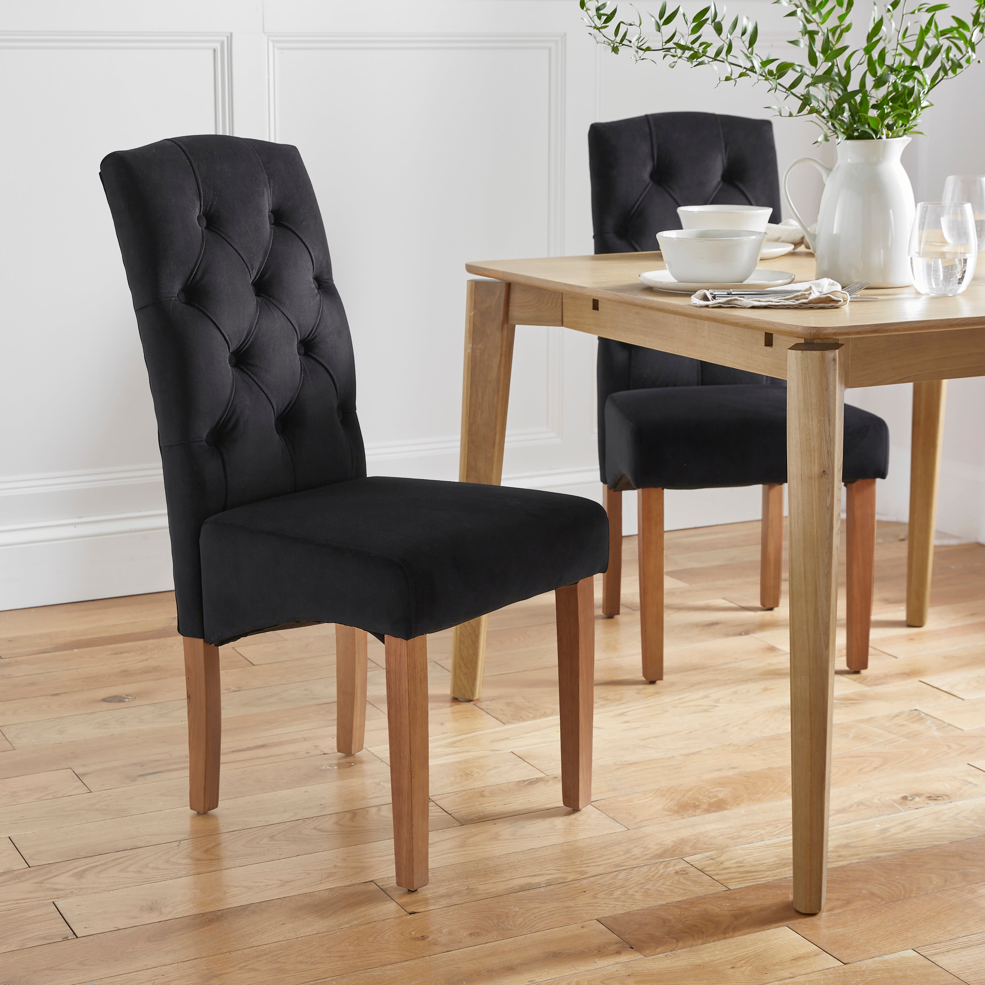 Darcy Set Of 2 Velvet Dining Chairs Black Velvet