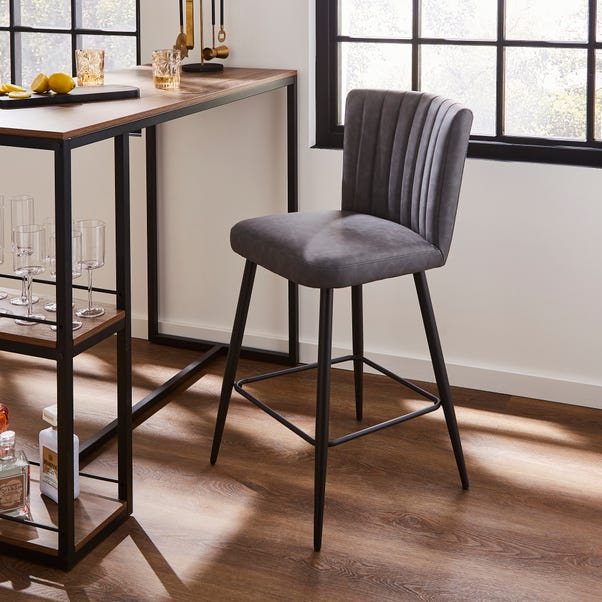 Taylor Counter Height Bar Stool, Grey Faux Leather image 1 of 7