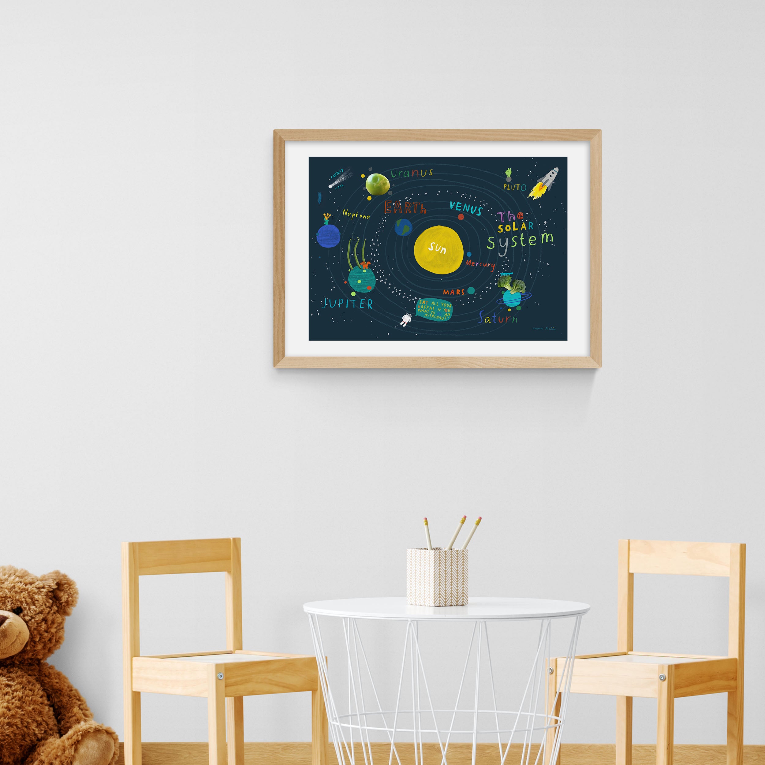 East End Prints Placemat Space Print Blue