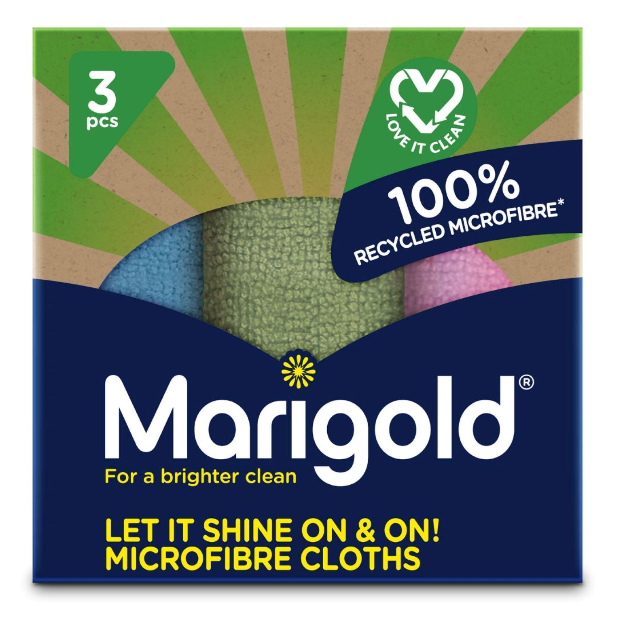 Pack of 3 Marigold Let It Shine Recycled Cloths