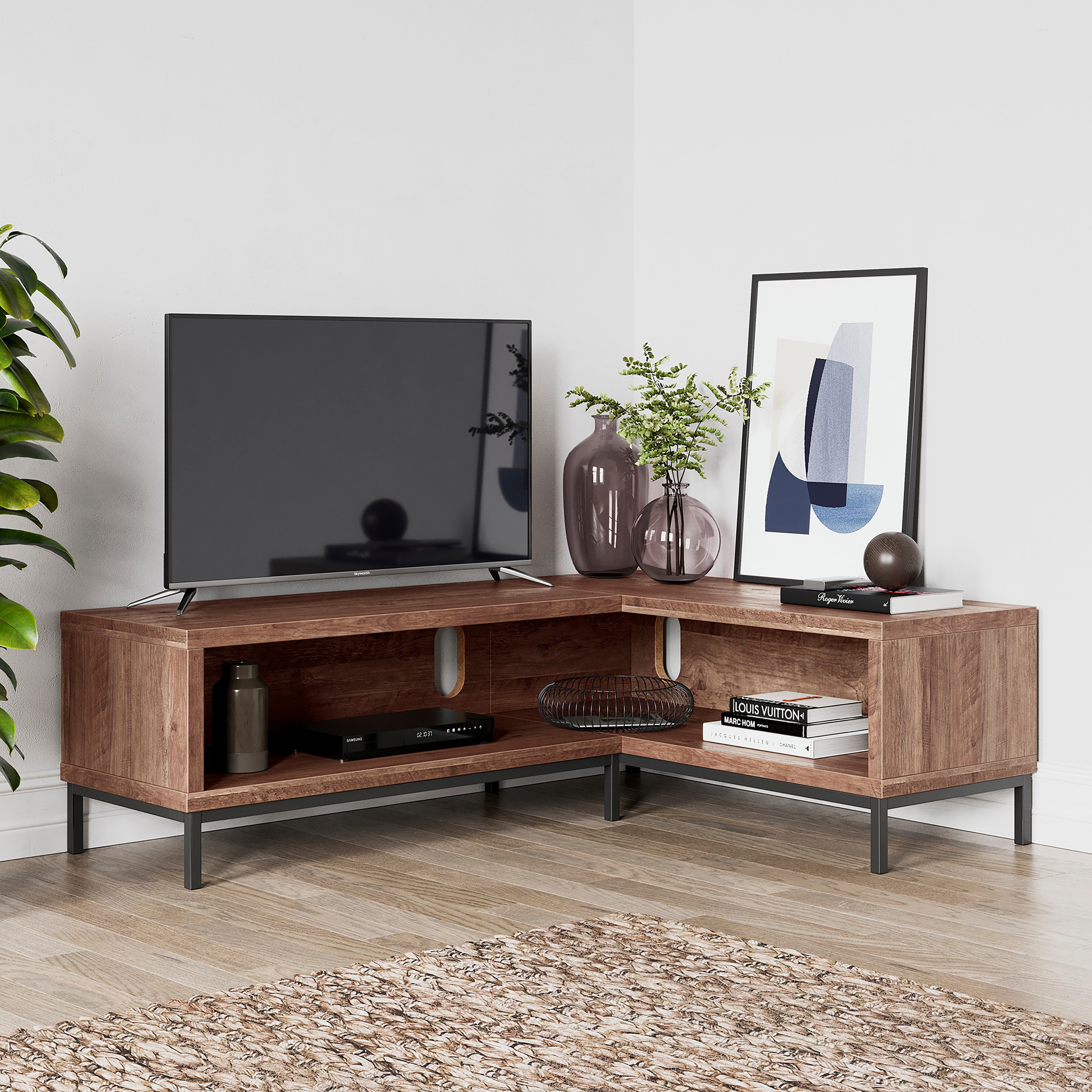 Fulton Open Corner Tv Unit Pine For Tvs Up To 55 Brown