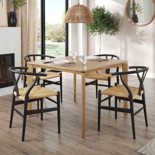 Hudson 4 Seater Square Extendable Dining Table, Oak image 1 of 9