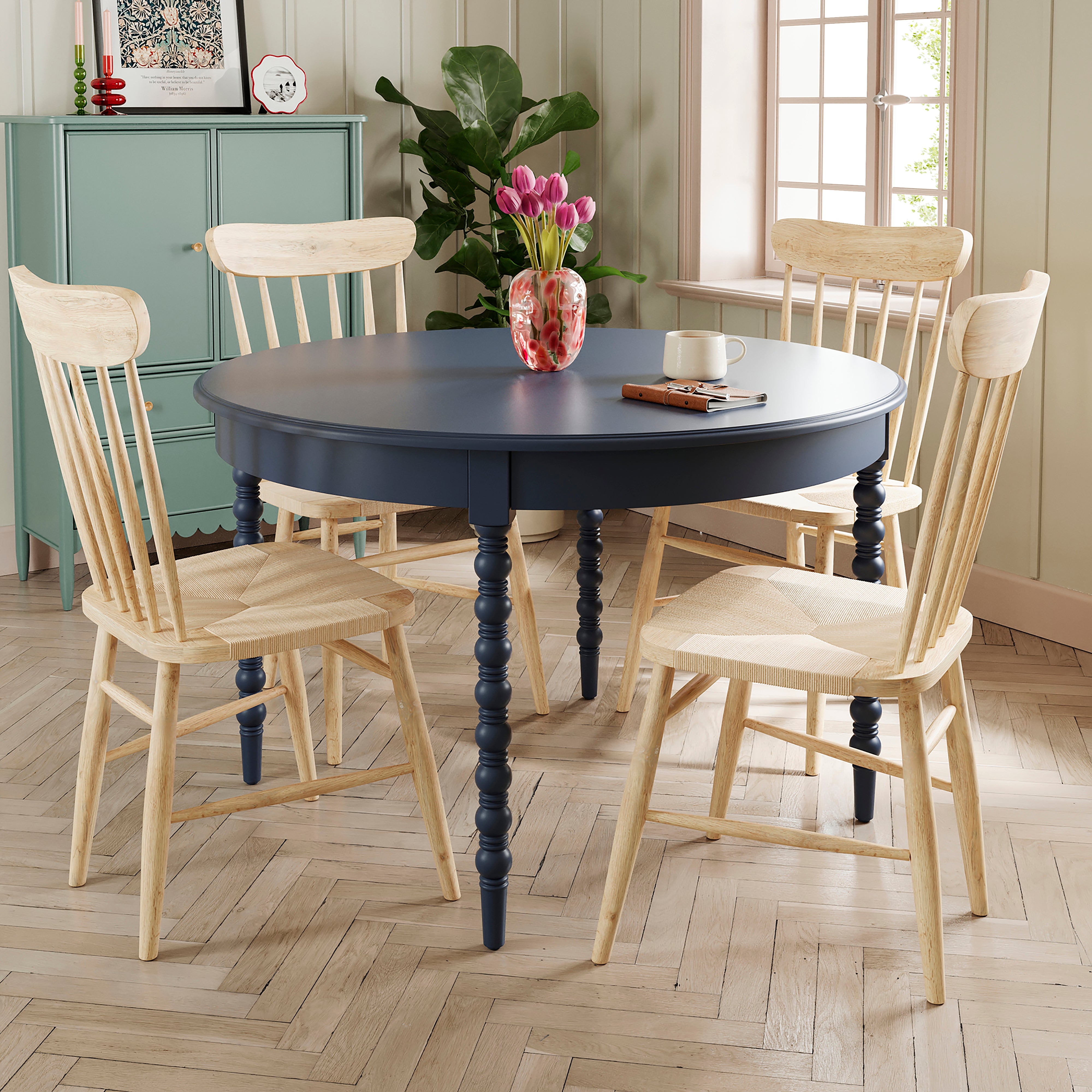 Pippin 4 Seater Round Dining Table, Navy