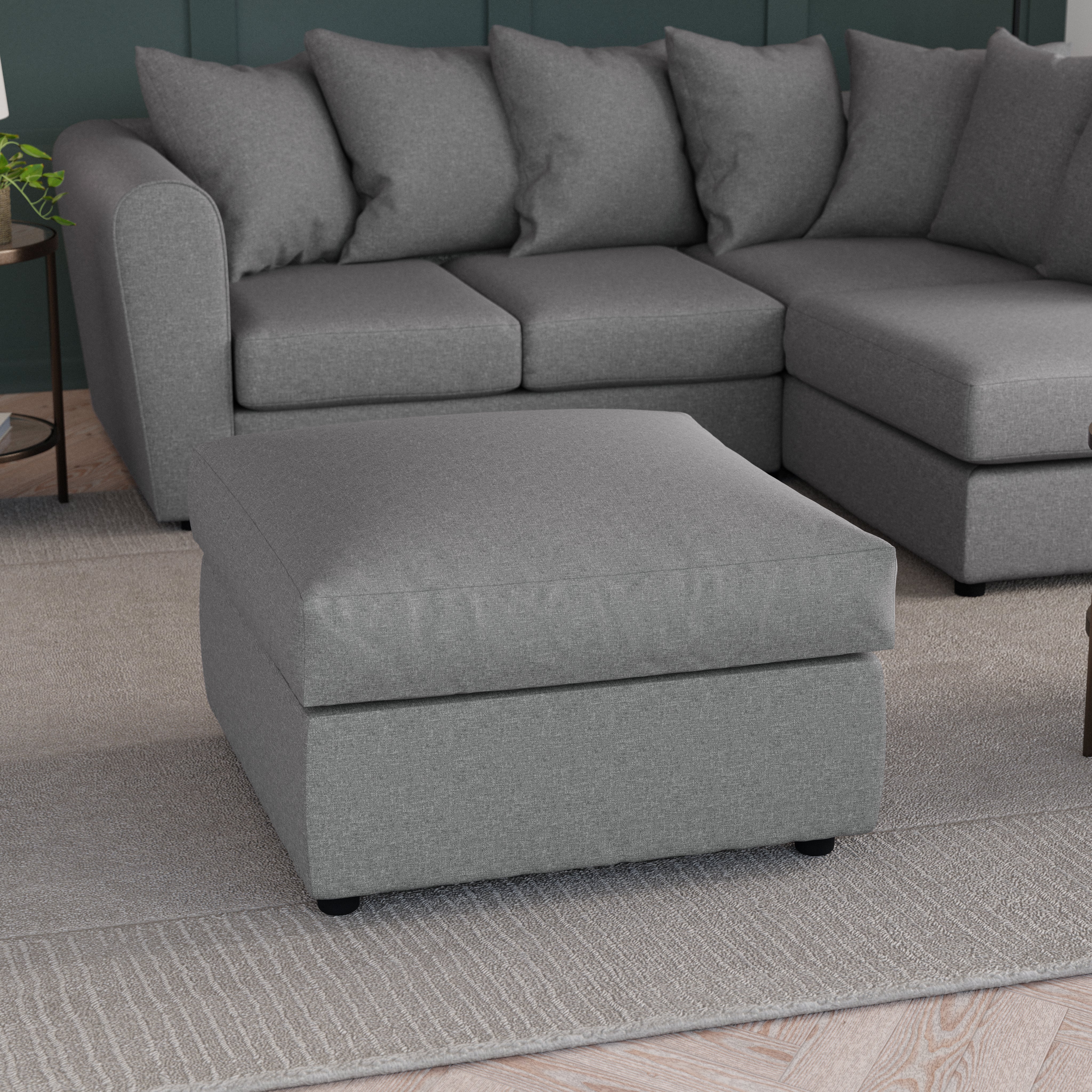 Blake Soft Texture Fabric Footstool Grey