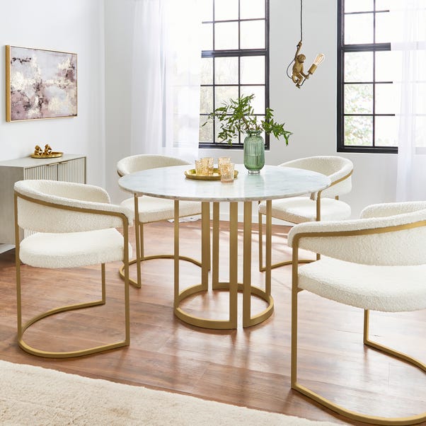 Sascha 4 Seater Round Dining Table, Marble image 1 of 7