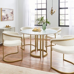 Sascha 4 Seater Round Dining Table, Marble