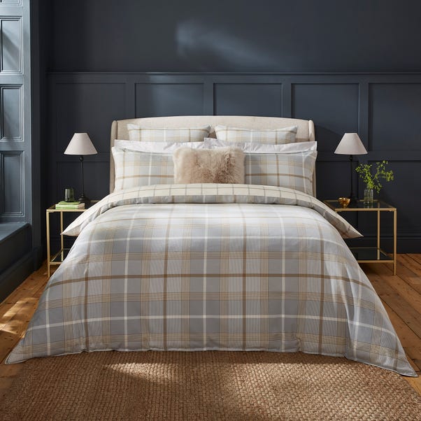 Dorma Purity Brushed Cotton Pemberley Grey Duvet Cover & Pillowcase Set image 1 of 8