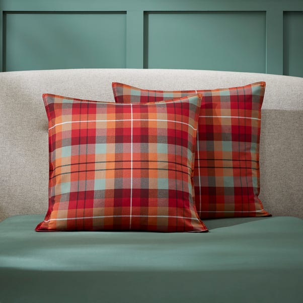 Dorma Brushed Cotton Maison Red Checked Continental Pillowcase Pair image 1 of 1