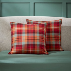 Dorma Brushed Cotton Maison Red Checked Continental Pillowcase Pair