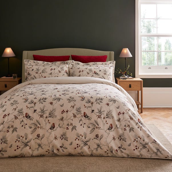 Dorma Brushed Cotton Woodland Robin Duvet Cover & Pillowcase Set image 1 of 7