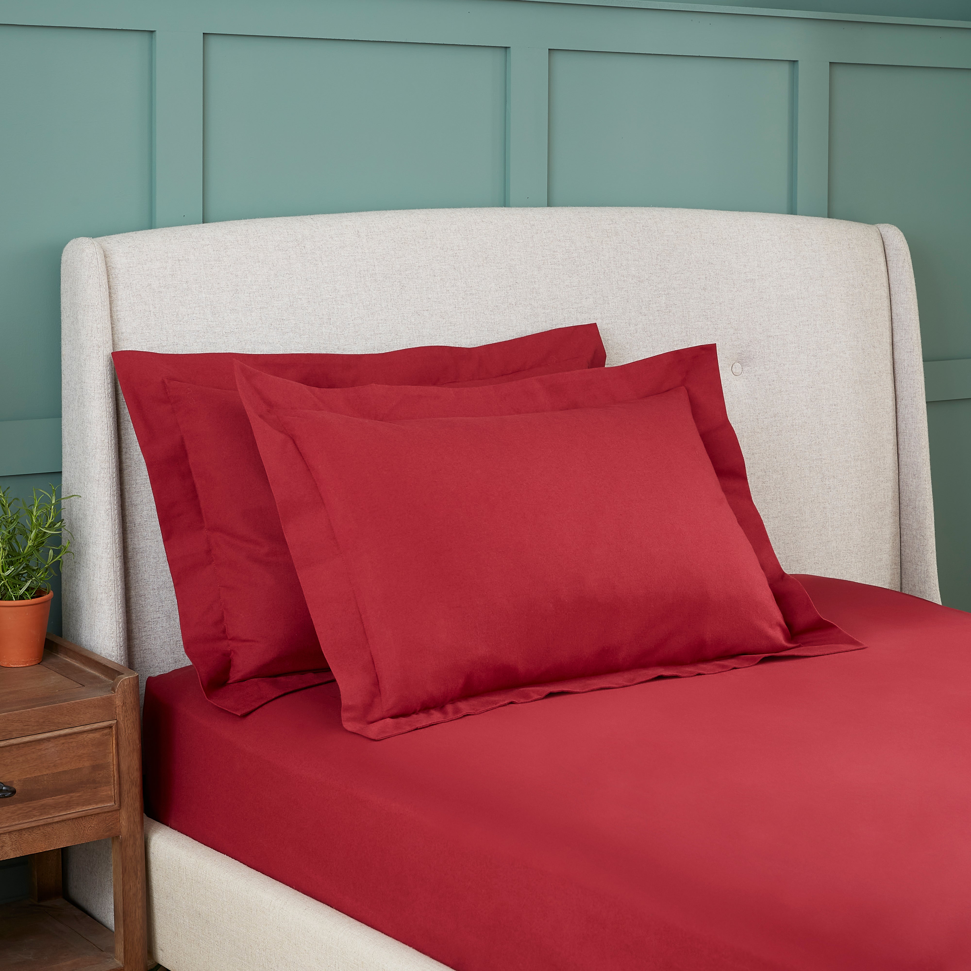 Dorma Brushed Cotton Oxford Pillowcase Pair Red